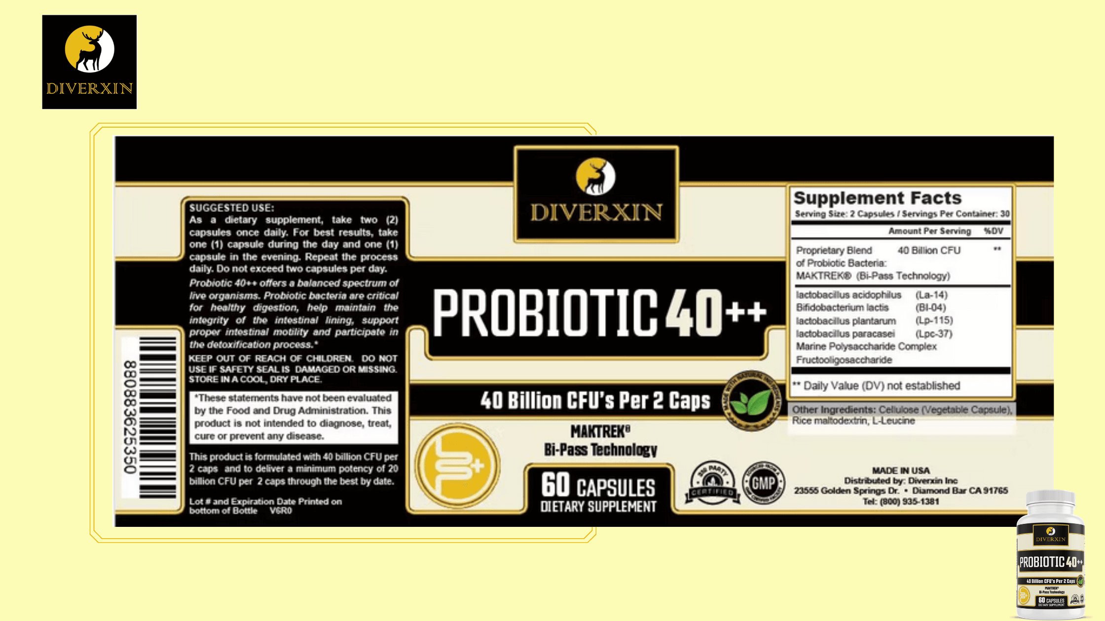 Diverxin Probiotic 40++ Dosage