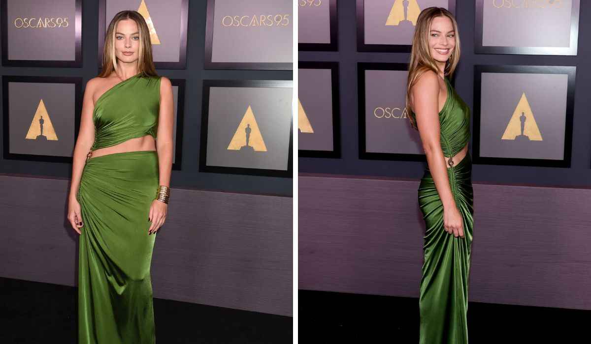 Margot Robbie Stuns In A Green Dress With Cutouts At Governors' Awards